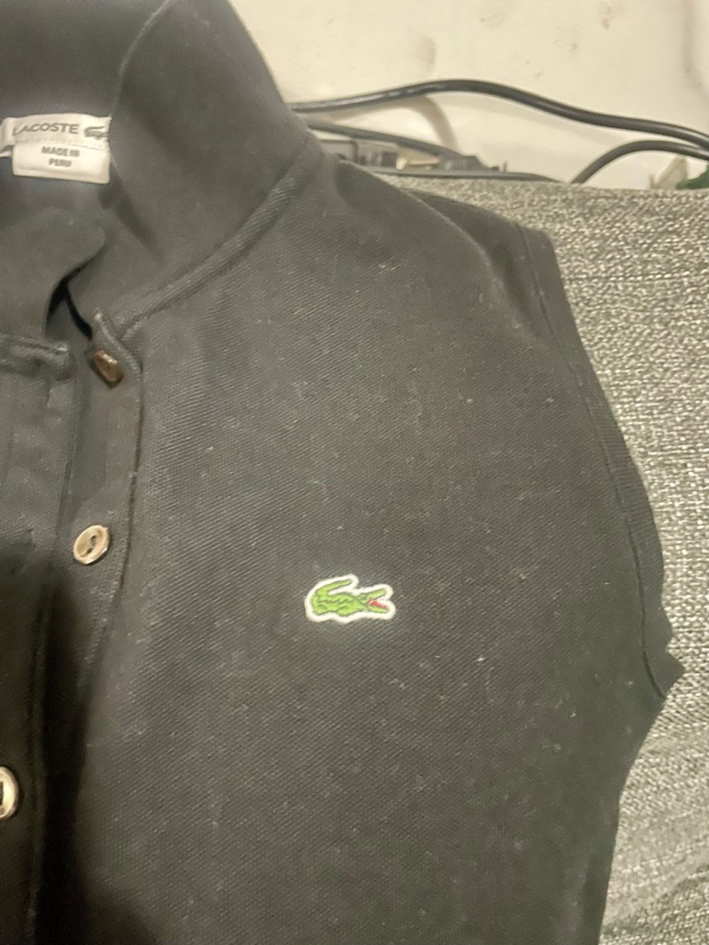 Lacoste Sleeveless Black Polo Top Size 42